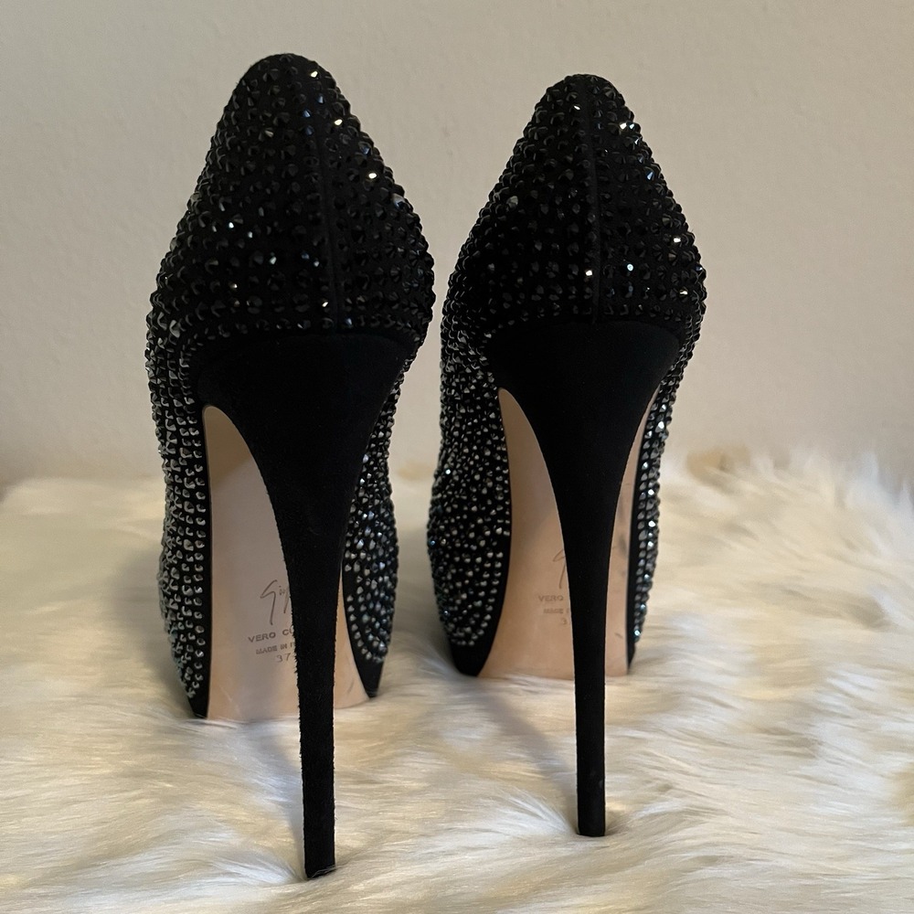 Giuseppe Zanotti Sharon Peep Toe Platform Pumps Sz 37 (US 7) Crystal Rhinestone - Picture 6 of 16
